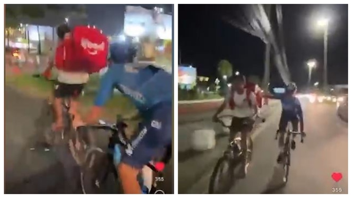Ciclismo: rider que podría ser tras picarse con un ciclista de Movistar... chanclas! Marca