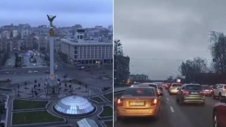 The sound of air raid sirens in Kyiv as residents try to flee the area