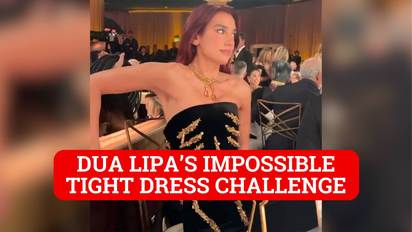 Dua Lipa's black leather strapless top is actually just belts