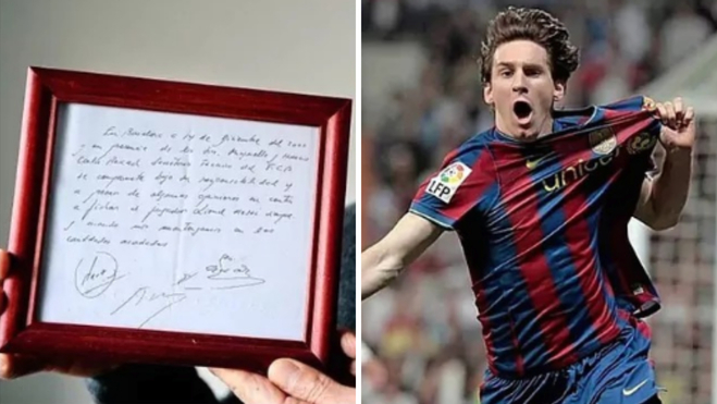 Video thumbnail for A subasta la servilleta con el primer contrato de Messi: precio de salida de... ¡¡350.000 euros!!