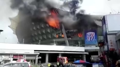 Shanghai Shenhua's home stadium catches fire
