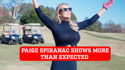 Paige Spiranac accidentally gives a glimpse of her breasts and