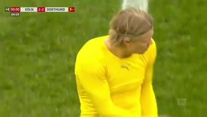 Haaland reassures Dortmund fans after tossing shirt & rapidly exiting pitch  following Koln draw