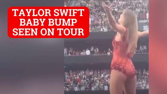 Video thumbnail for Video of Taylor Swift's 𝑏𝑎𝑏𝑦 bump sparking pregnancy rumors with Travis Kelce