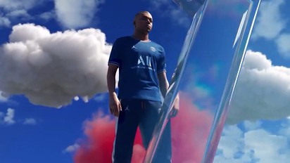 PSG s home shirt for the 2021 22 season which is modelled by an animated Kylian Mbappe