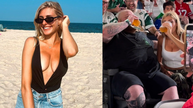 Megan Lucky chugs huge beer at football game - MARCA TV English