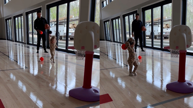 Video thumbnail for Patrick Mahomes' daughter, Sterling, adorably shows of basketball skills